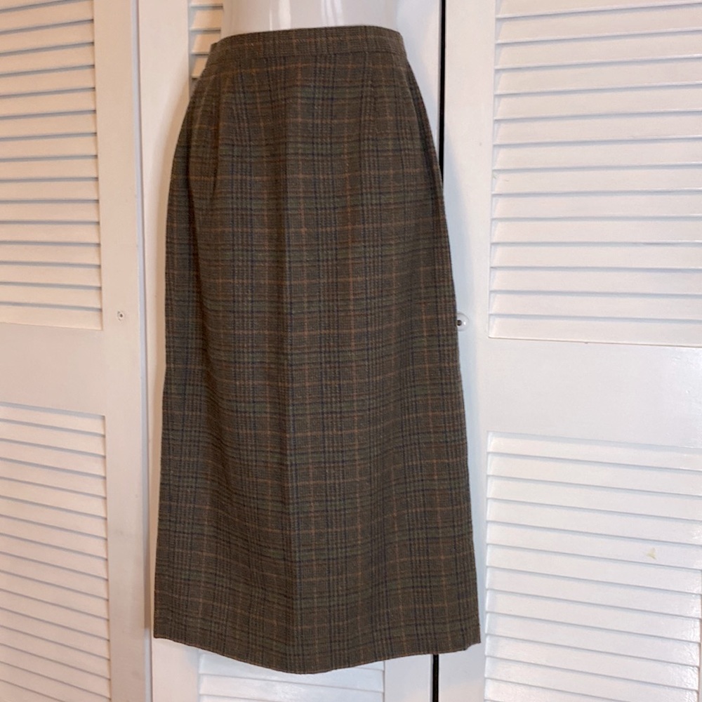 Vintage Joan Leslie long plaid wool straight skirt